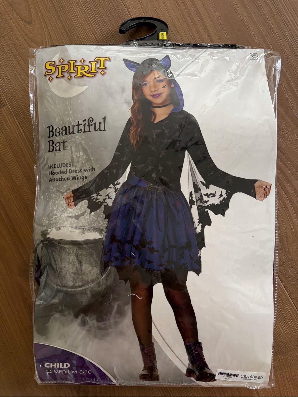Spirit Black and Purple Bat Hooded Dress Costume